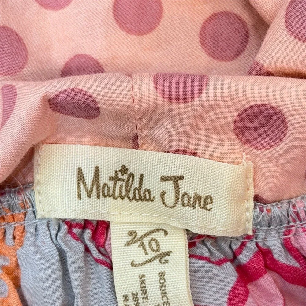 Matilda Jane Ticket Window Tunic Polka Dot Ruffle Multicolor Girls Size 10